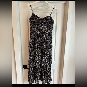 Lulus Cascading Crush Black Floral Tiered Dress